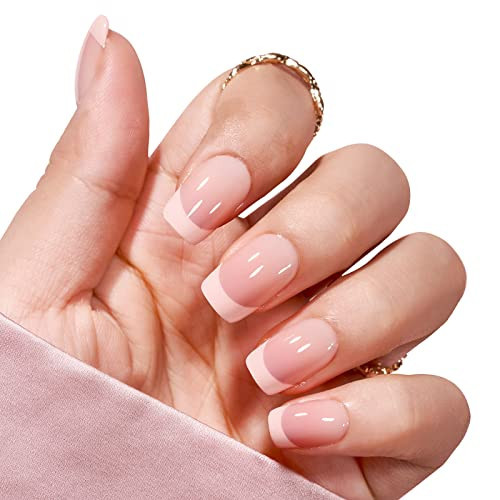 BTArtbox Press on Nails Square - French Tip Press On Nails Short, Seamless Fit Glue on Nails for Nail Art Manicure, 15 Sizes, French Girl | Amazon (US)