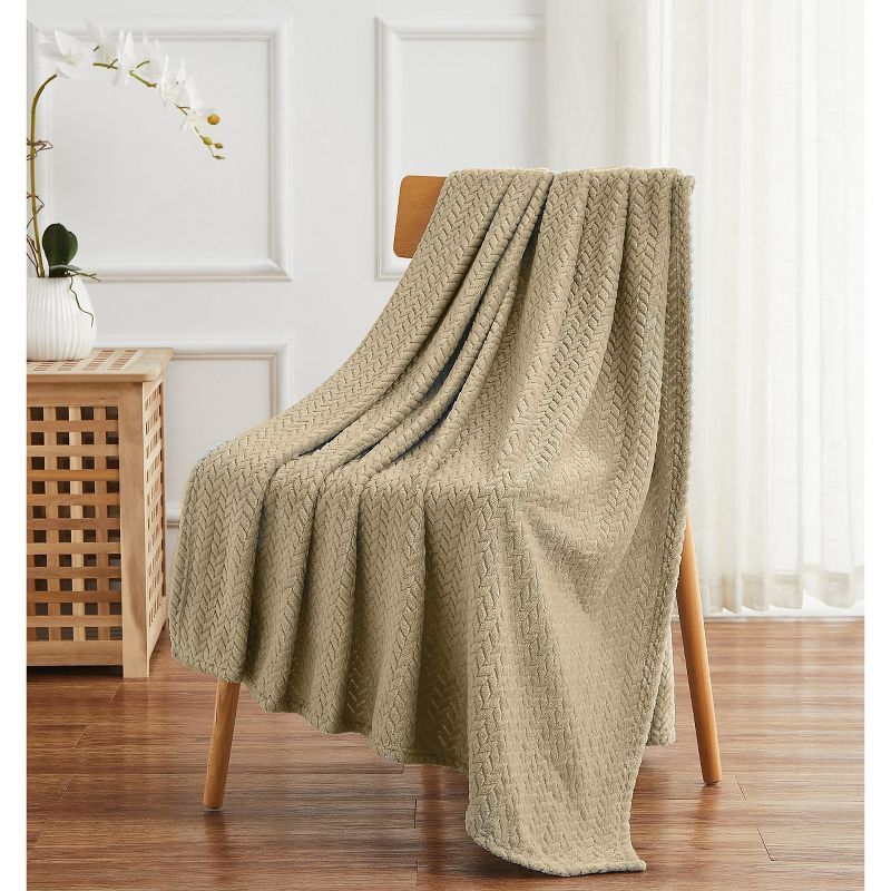 Kate Aurora Ultra Soft & Plush Herringbone Fleece Throw Blanket Covers | Target