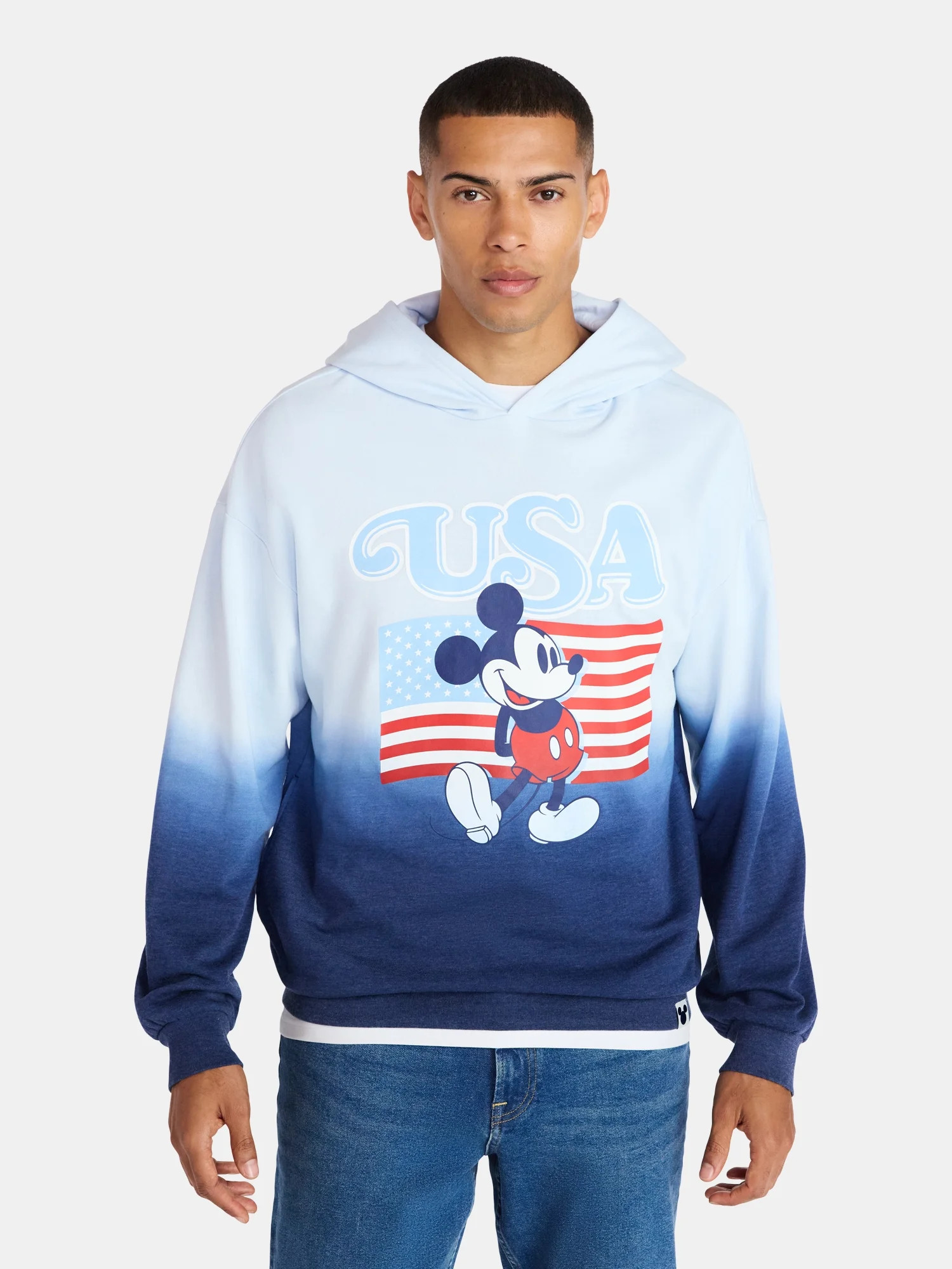 Disney Men's & Big Men's Dip Dye Mickey Mouse USA Graphic Hoodie, Sizes XS-5XL | Walmart (US)