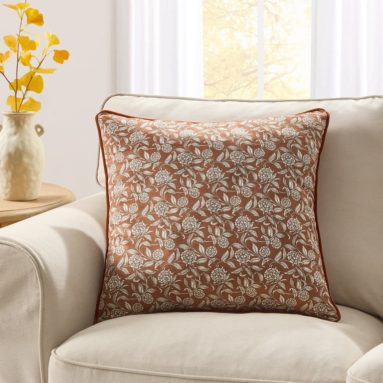 My Texas House 20 in x 20 in Ginger Floral Velvet Decorative Pillow | Walmart (US)