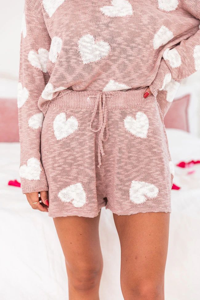 Calling Late Pink Lightweight Heart Shorts | The Pink Lily Boutique