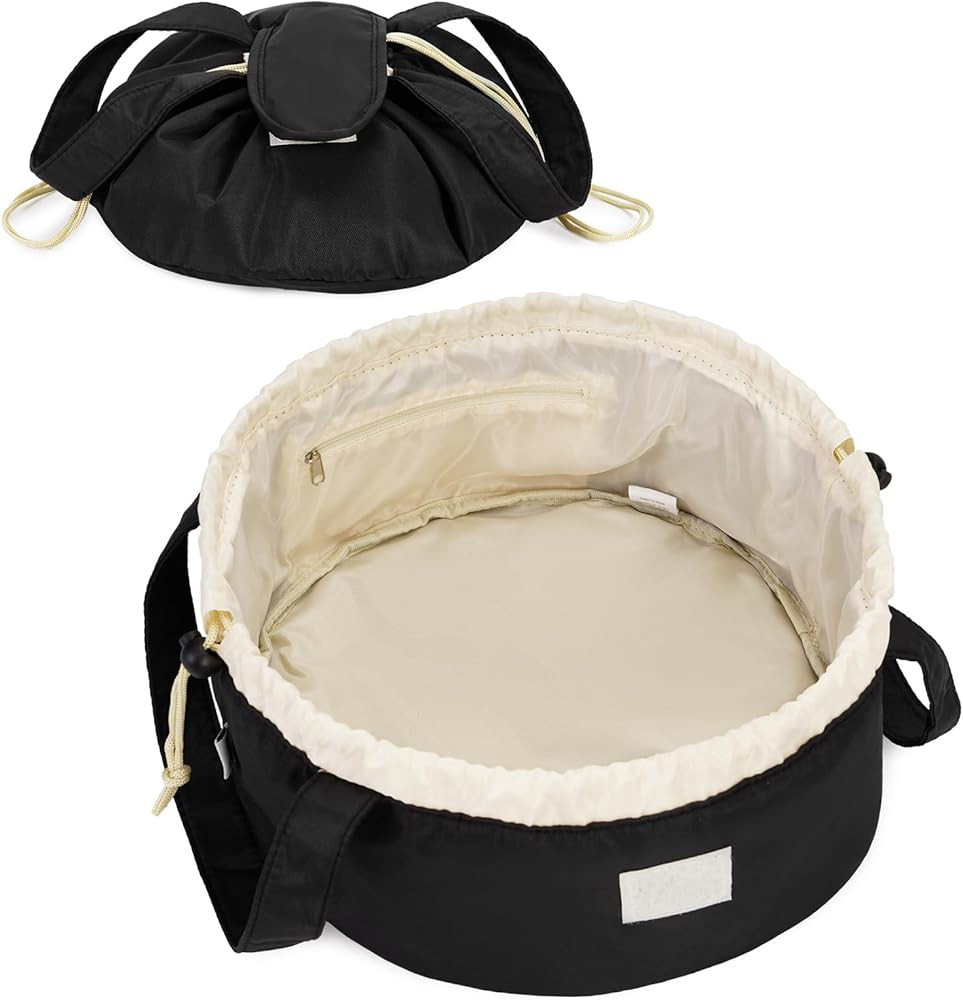 Barrel Drawstring Makeup Bag Large Cosmetic Bag Make up Bags Women Toiletry Organizer for Travel ... | Amazon (US)