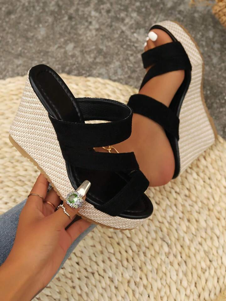 2024 New Style Cross Suede Thick Heeled Women Daily Versatile Sandals! | SHEIN