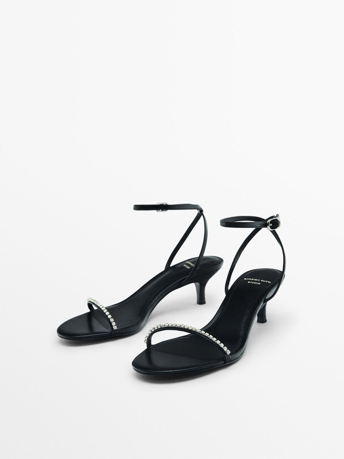 High-heel sandals with rhinestones - Studio | Massimo Dutti UK