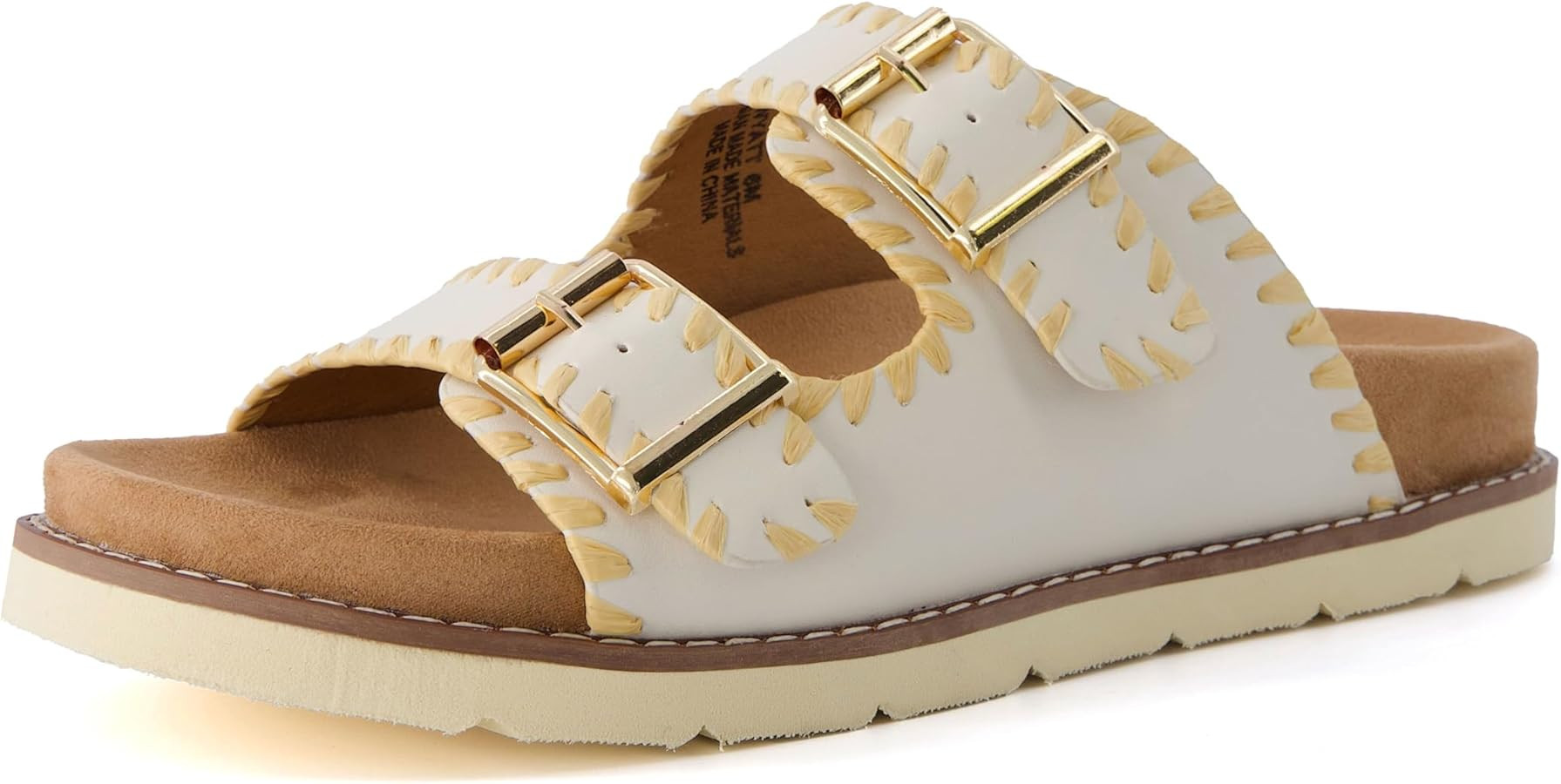 CUSHIONAIRE Women's Wyatt whipstitch footbed sandal with +Comfort, Wide Widths Available | Amazon (US)