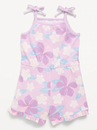 Printed Sleeveless Ribbed Tie-Bow Romper for Toddler Girls | Old Navy (US)
