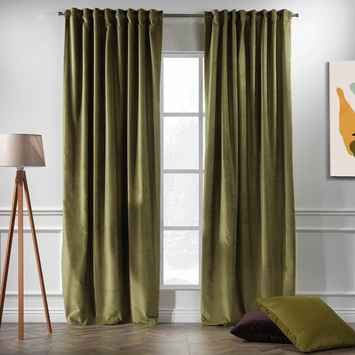 Matte Velvet Room Darkening Curtain Panel Set (Set of 2) | AllModern