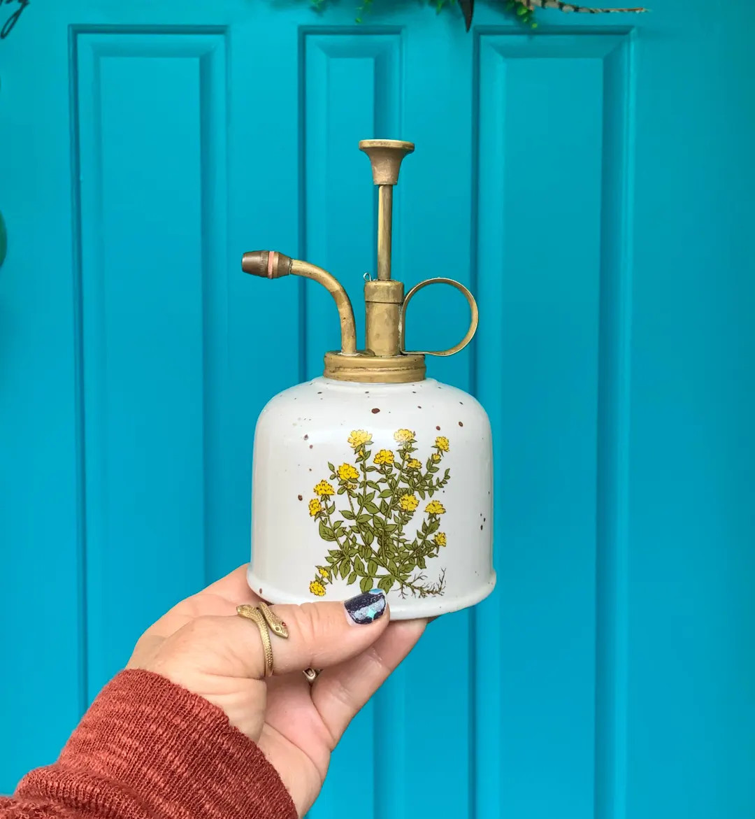 FREE Shipping-vintage Groovy Rare Botanical Ceramic & Brass Working Plant Mister-made in Japan-re... | Etsy (US)