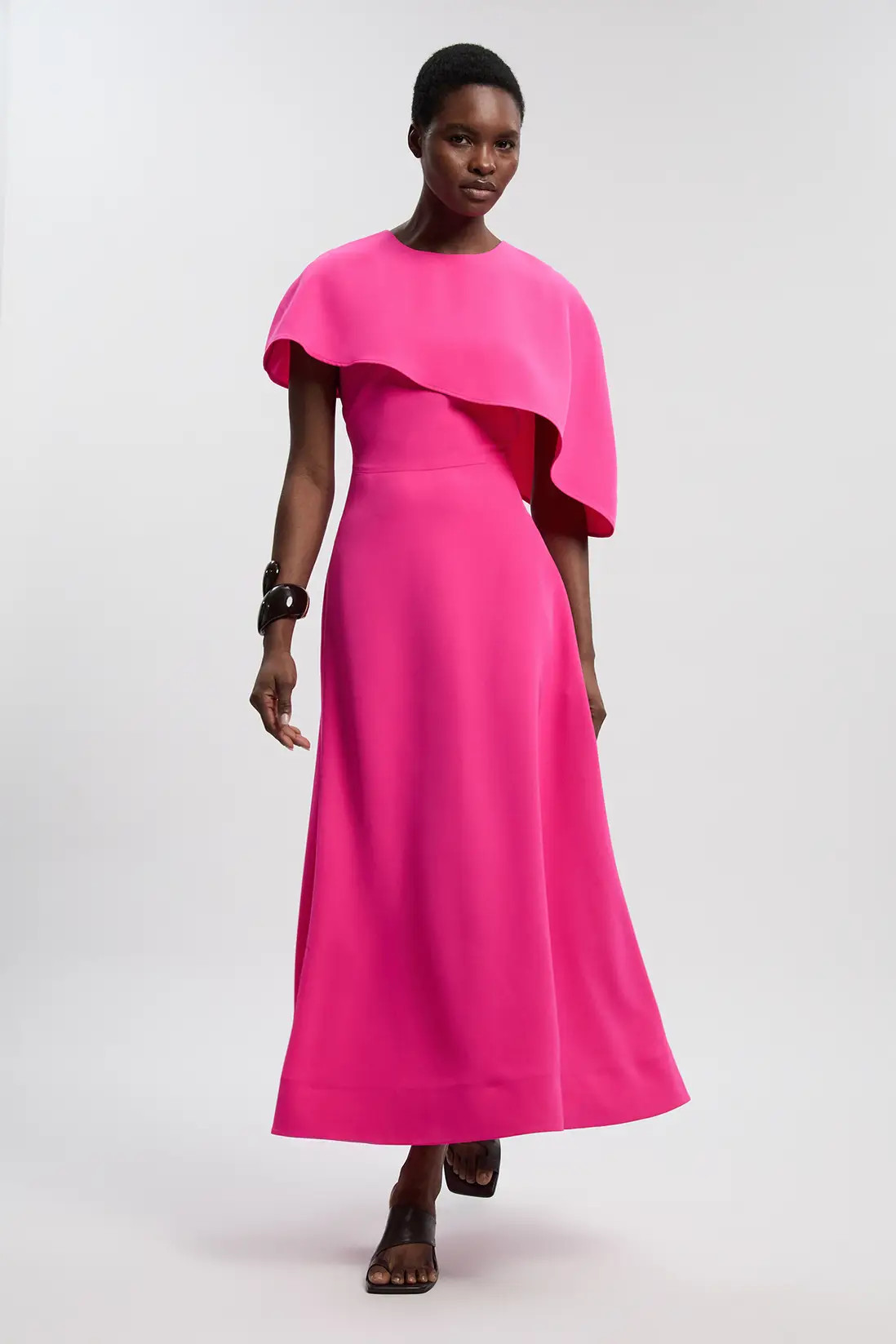 Soft Tailored Cape Detail Tailored Midi Dress | Karen Millen