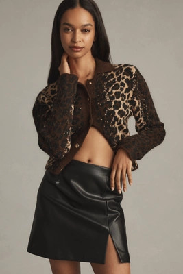 Maeve Faux-Leather Side-Slit Micro Mini Skirt | Anthropologie (US)