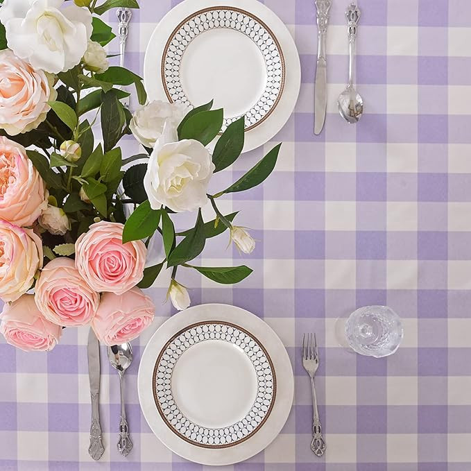2 Pack Waterproof Polyester Fabic Rectangle Checkered Tablecloth，60x102 Outdoor Table Cloth，O... | Amazon (US)