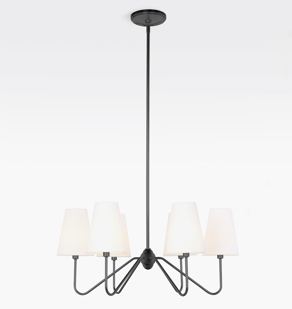 Berkshire 6 Arm Chandelier with Linen Shades | Rejuvenation