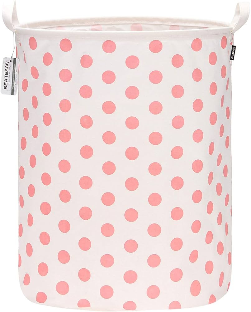 Sea Team 19.7 Inches Large Sized Waterproof Coating Ramie Cotton Fabric Folding Laundry Hamper Bu... | Amazon (US)