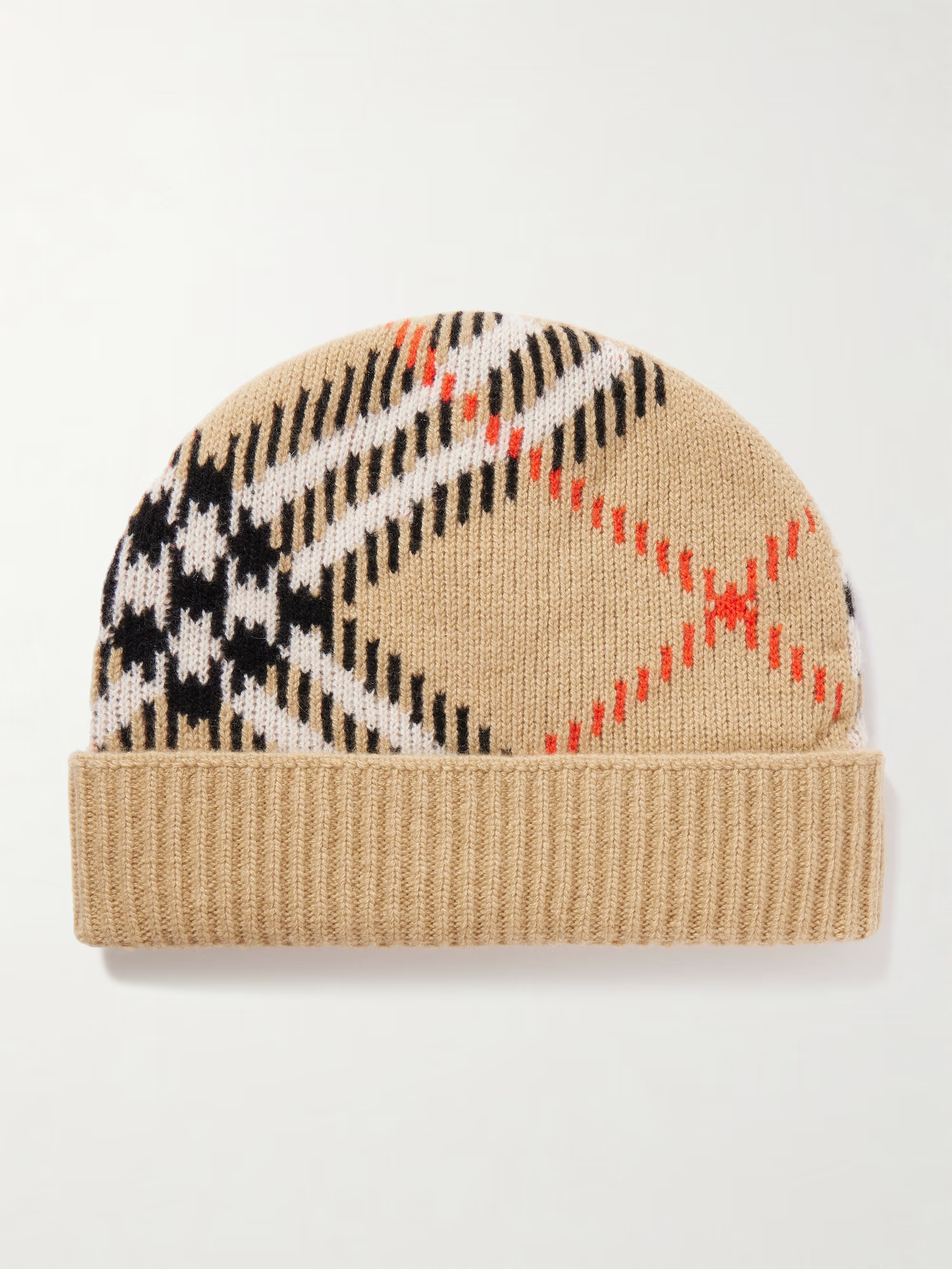 Checked ribbed cashmere-blend beanie | NET-A-PORTER (US)