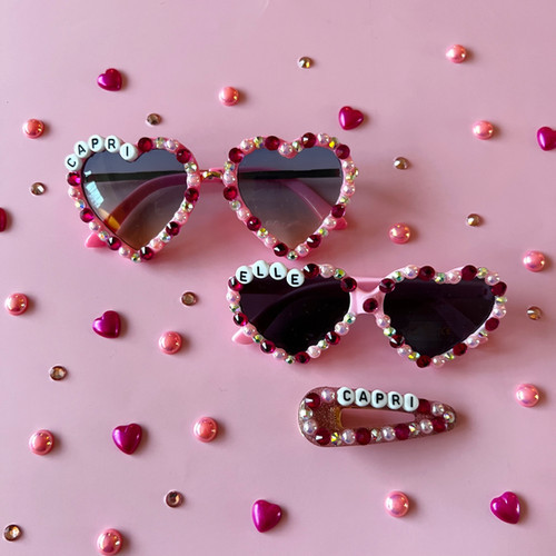 Multi Pink Heart Sunglasses + Clip | Strand.Up