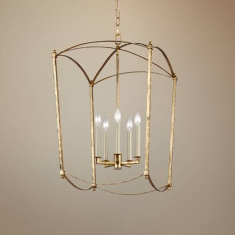 Thayer 19 1/4" Wide 5-Light Lantern Cage Antique Gild Gold Chandelier - #65K79 | Lamps Plus | Lamps Plus