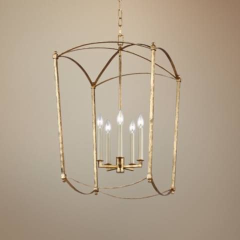 Thayer 19 1/4" Wide 5-Light Lantern Cage Antique Gild Gold Chandelier - #65K79 | Lamps Plus | Lamps Plus