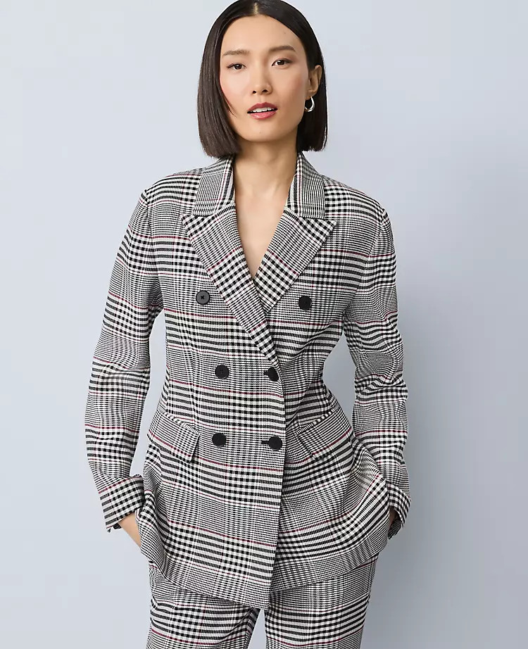 Plaid Fitted Long Blazer | Ann Taylor