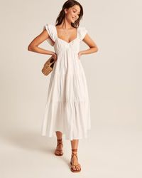 Women's Ruffle Sleeve Poplin Midaxi Dress | Women's | Abercrombie.com | Abercrombie & Fitch (US)