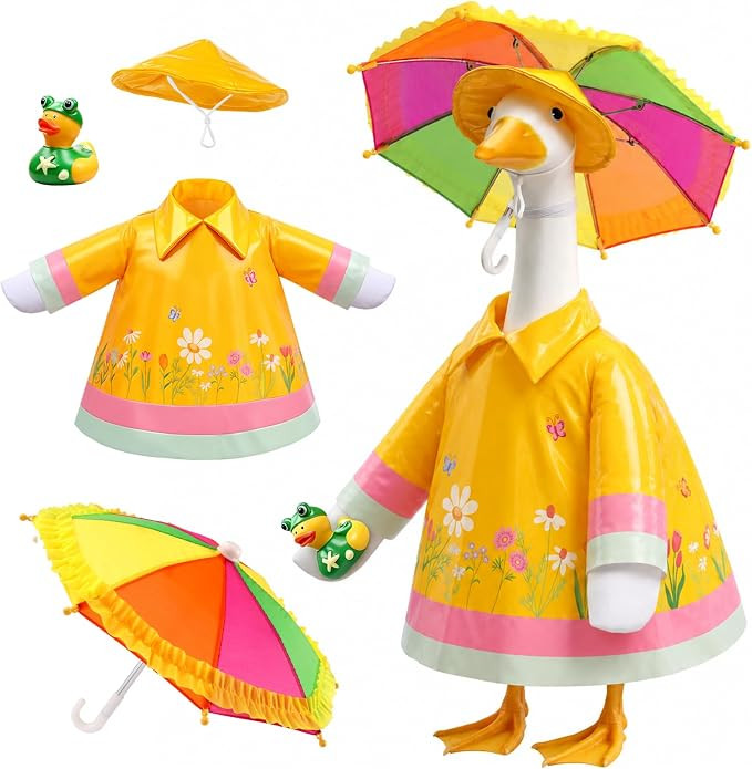 Raincoat Porch Goose Outfits with Umbrella Hat Frog for 23" Porch Goose Holiday Outdoor Garden Pa... | Amazon (US)