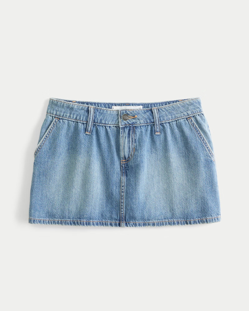 Women's Low-Rise Denim Mini Skort from Hollister | Hollister (US)