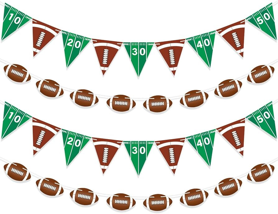 Football Paper Garland with Triangle Flags Football Party Hanging Decorations 4PCS Football Theme... | Amazon (US)