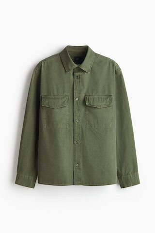 H & M - Regular-Fit Utility Shirt - Dark Khaki Green | H&M (US + CA)