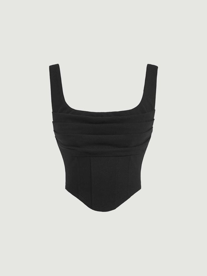 SHEIN MOD Stevige Ruches Achterrits Korset Structuur Croptop4.82(500+) | SHEIN