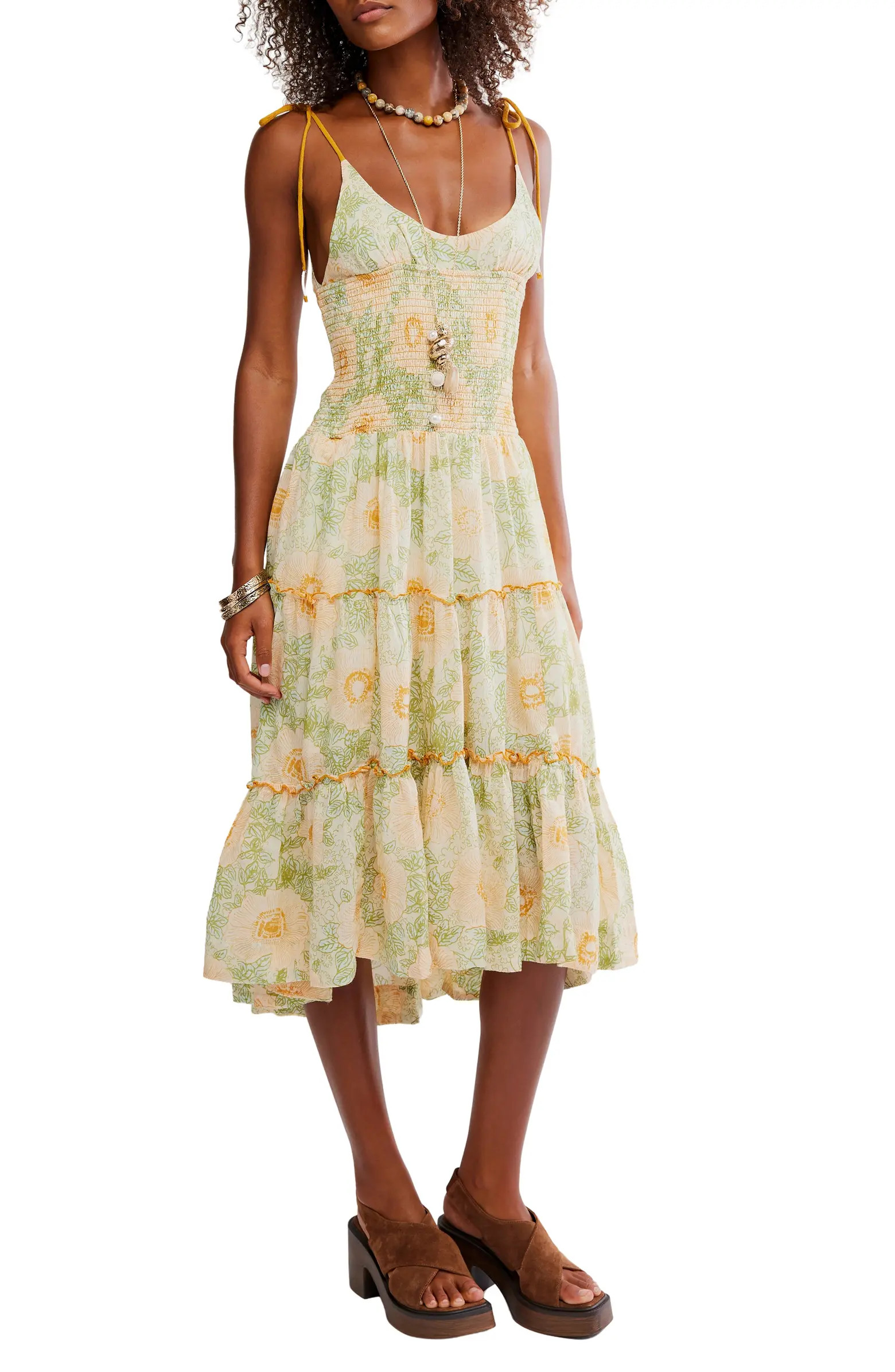 Free People Adriel Tie Strap Tiered Midi Dress | Nordstromrack | Nordstrom Rack