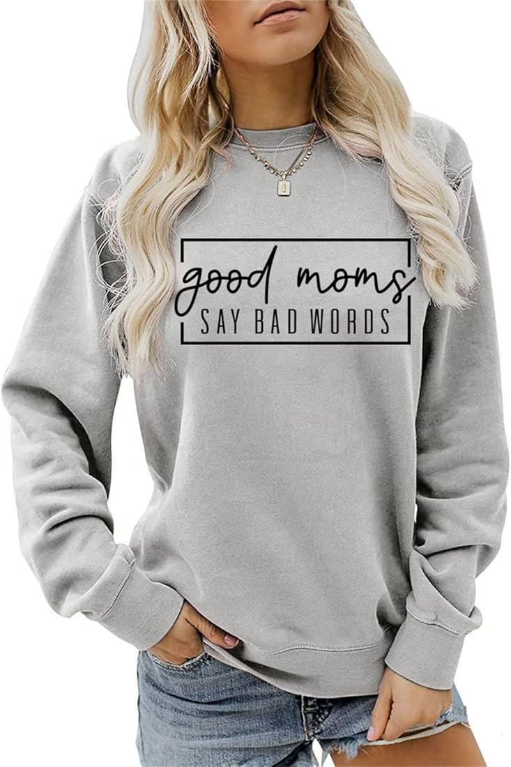 Good Moms Say Bad Words T-Shirt Womens Funny Graphic Shirt Casual Short Sleeve Crewneck Tee Mama ... | Amazon (US)
