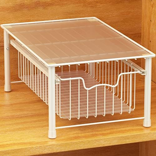 SimpleHouseware Stackable Basket Drawer, White | Amazon (US)