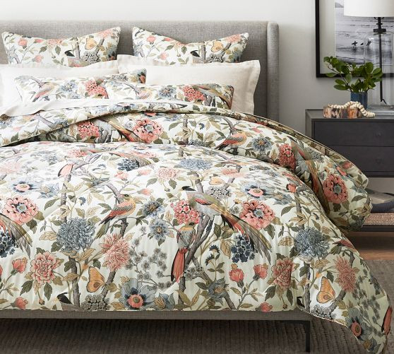 Open Box: Blue Bloom Sateen Comforter, King/Cal. King | Pottery Barn (US)