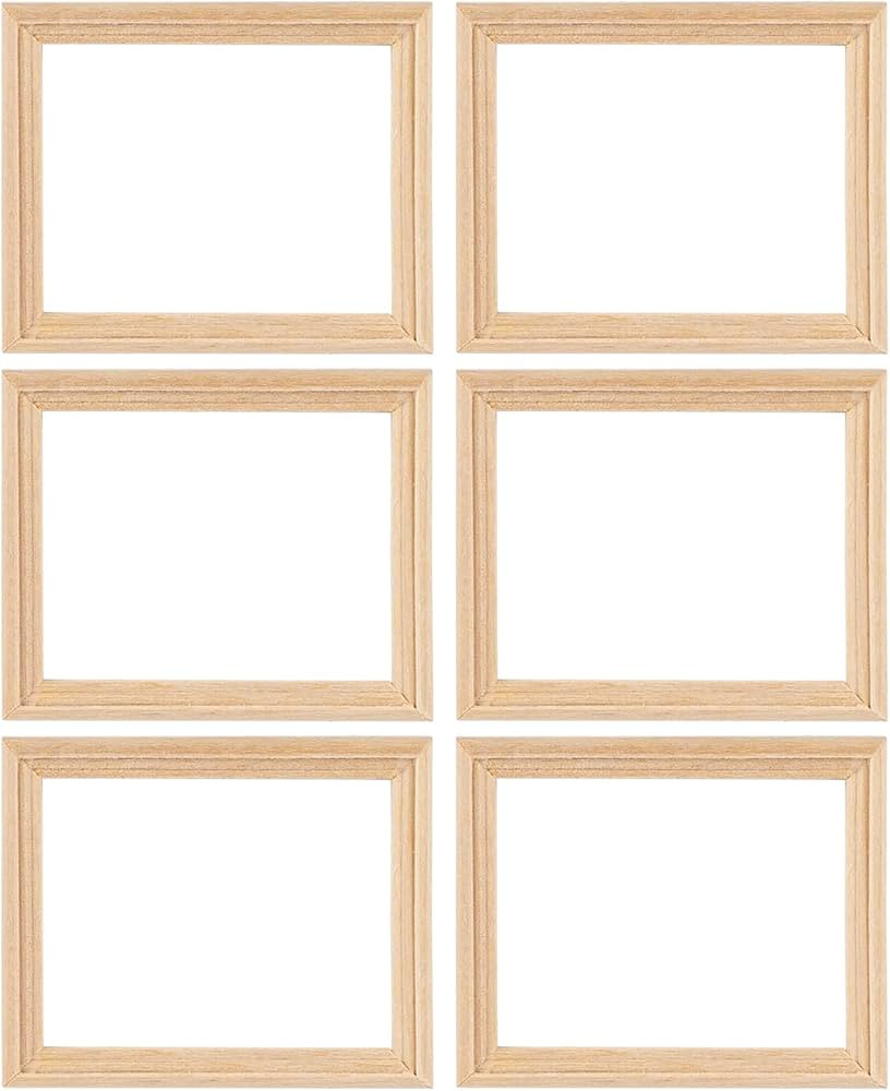 AUEAR, 6 Pack Furniture Miniature Wooden Photo Picture Frames DIY for Props House Decor | Amazon (US)