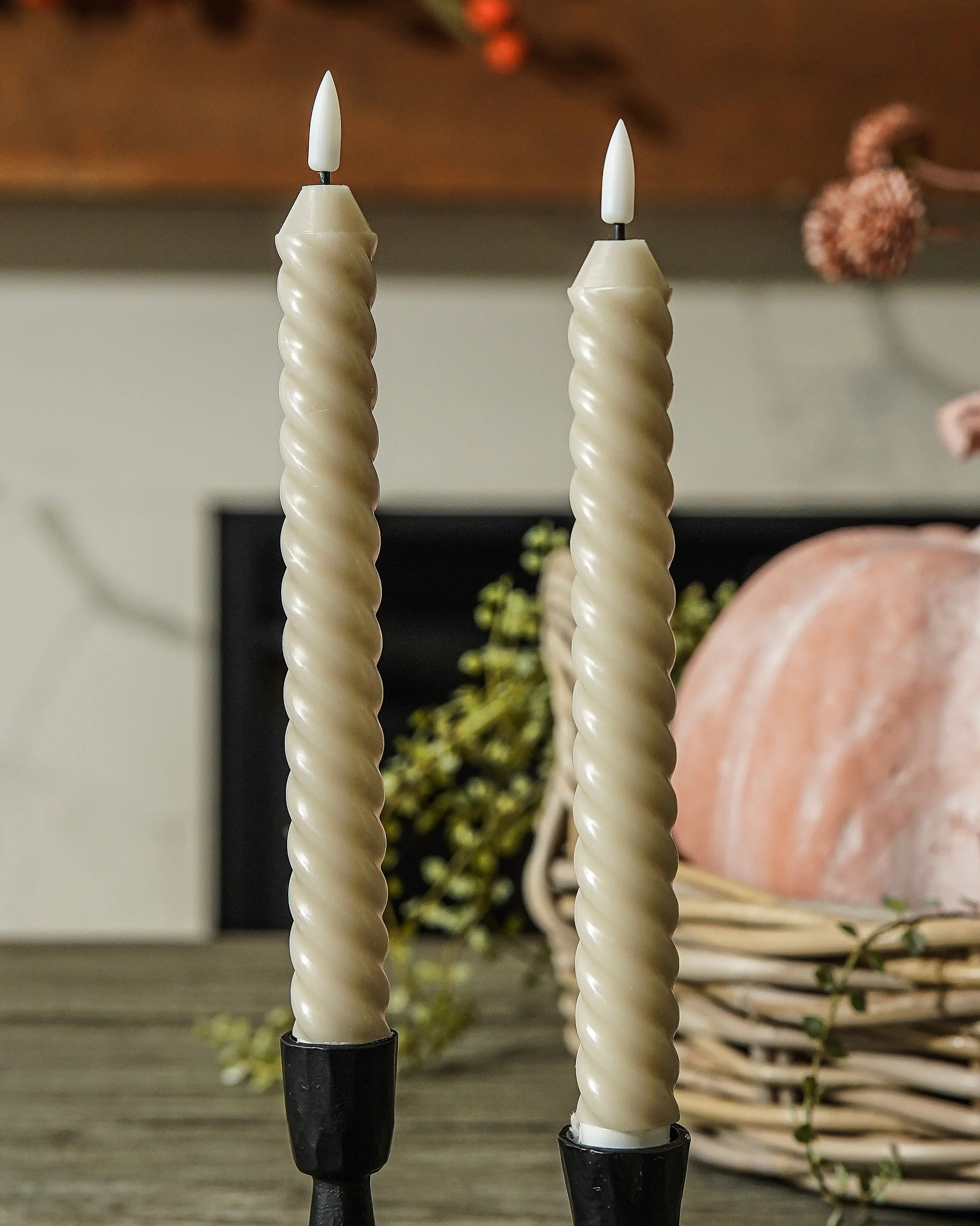 Flameless Twist Taper Candle Set | MJHome