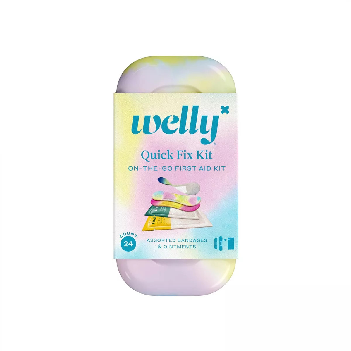 Welly Kid's Quick Fix First Aid Bandage Travel Kit - Colorwash - 24ct | Target