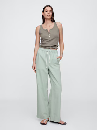 High Rise Pull-On Wide-Leg Utility Jeans | Gap Factory