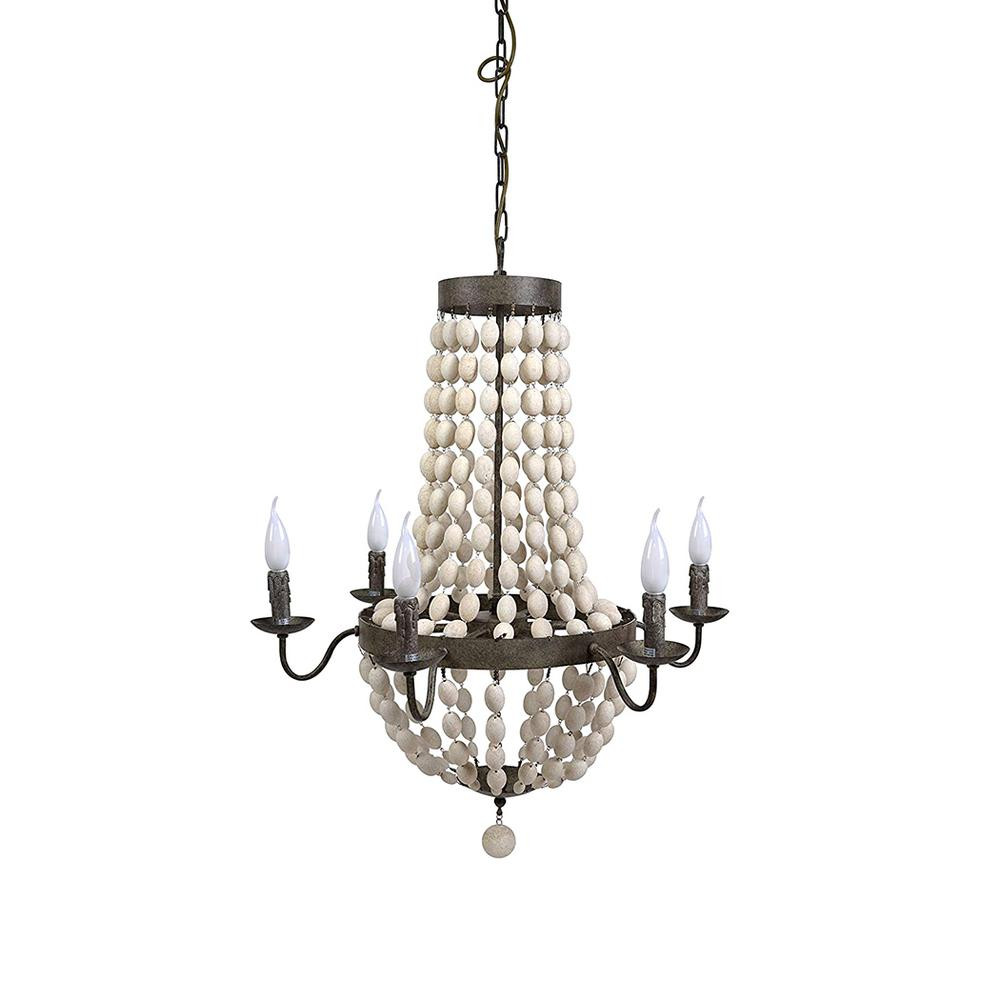 3R Studios Chateau 6-Light White/Black Beaded Chandelier | The Home Depot