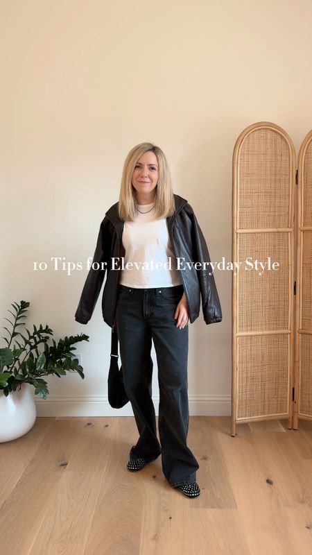 tip #5 today from my style series - elevating your everyday style comes from taking your most practical easy-to-wear items and adding something statement to bump the look of it.💁🏼‍♀️

a quick note that I’ve found helpful through the years📝
-statement doesn’t have to mean dressy
-statement doesn’t have to mean impractical
-statement doesn’t have to just be one thing 
-but statement can also mean all of the above 

its fun to look at things from two sides of the coin😎

A few ways I love playing with the idea of “statement” ☺️
-through contrasting ideas - wearing all dressy throw on something casual/sporty
-through color pops - wearing all neutrals or black and white throw on color
-through texture - wearing all one color or all black add an item with a different fabric
-through accessories -wearing all basics add a chunky earring, or a bag with personality

Added a few more affordable flats with beautiful gemstone details! Mine are from Reformation and they fit tts, also linked below🫶🏻

#LTKSeasonal #LTKstyletip #LTKVideo
