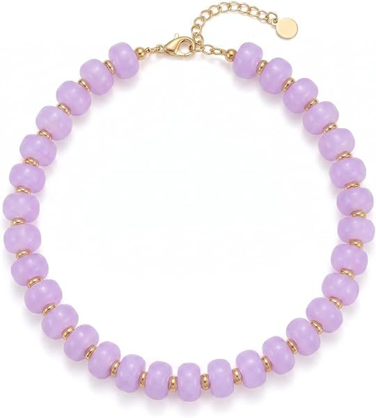 Chunky Resin Barrel Beaded Choker Boho Summer Statement Jewelry for Women | Amazon (US)