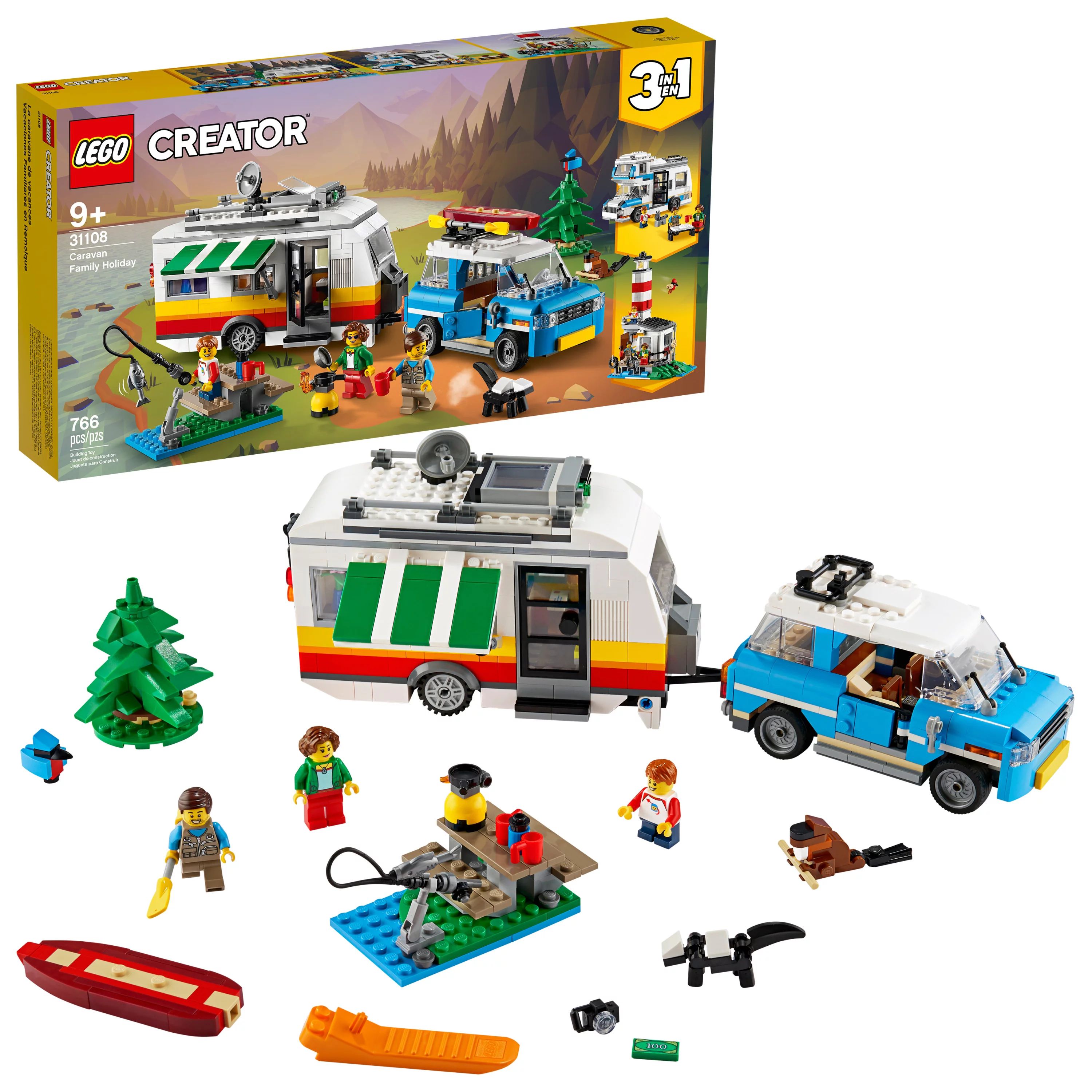 LEGO Creator 3in1 Caravan Family Holiday 31108 Creative Building Toy Set for Kids Ages 9+ (766 Pi... | Walmart (US)