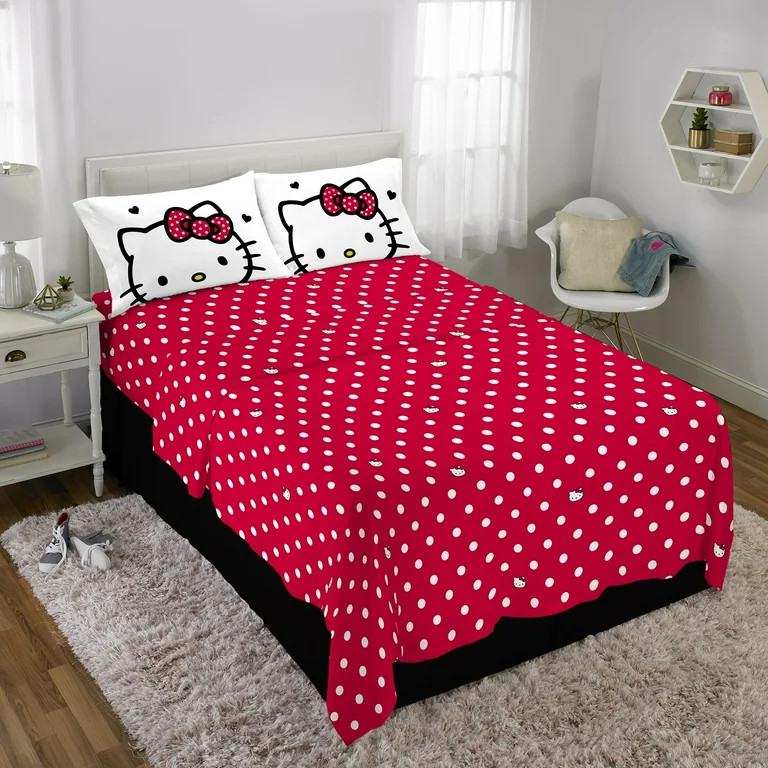 Hello Kitty Kids Full Sheet Set, Red, Sanrio | Walmart (US)