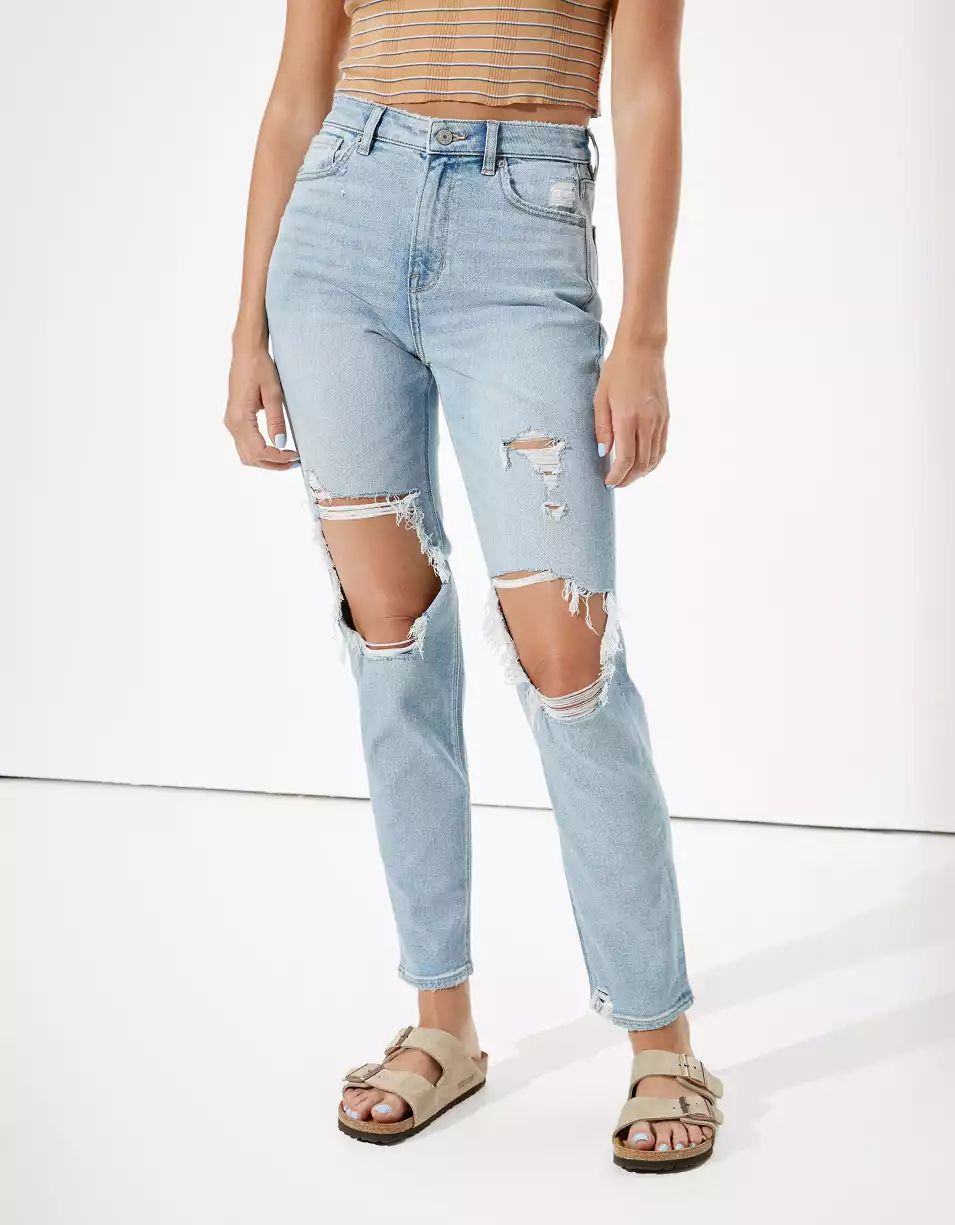 AE Stretch Ripped Mom Jean | American Eagle Outfitters (US & CA)