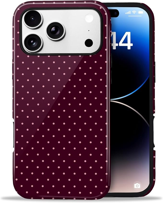 for iPhone 17 Pro Cute Polka Dot Phone Case, Burgundy | Amazon (US)