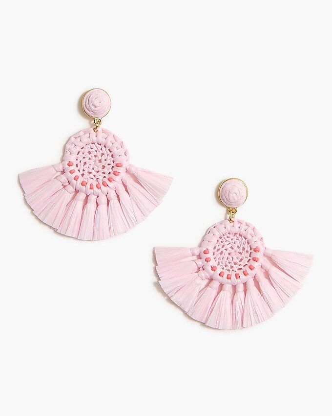 Faux-raffia-wrapped fan earrings | J.Crew Factory