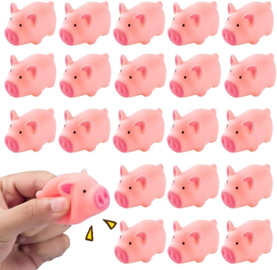 HAKACC 20 PCS mini Rubber Pig Baby Bath Toys Pink Rubber Screaming Sound Piggie Party Favors for ... | Amazon (US)