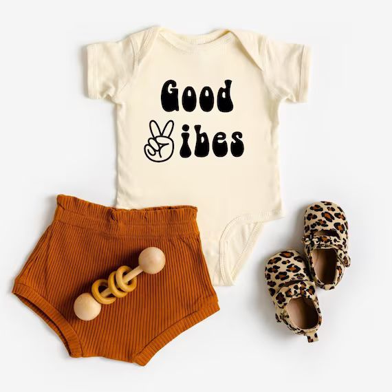 Good Vibes Baby Bodysuit, Cute Baby Onesies, Boho Baby Girl Clothes, Hippie Baby Clothing, Baby S... | Etsy (US)