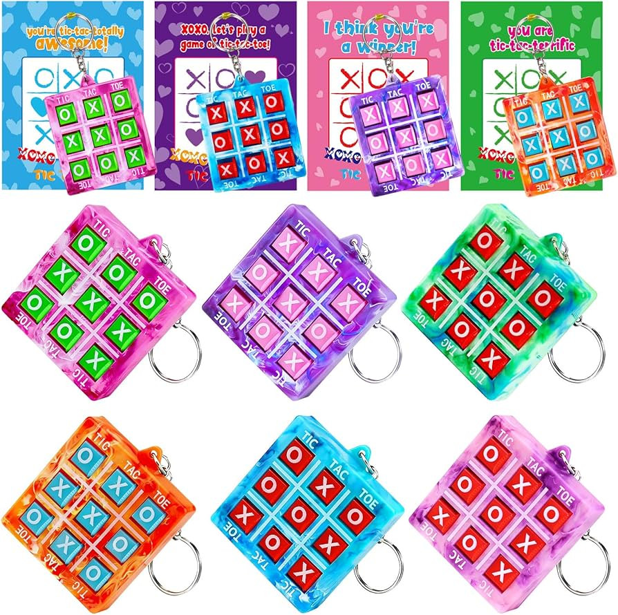 26PCS Tic Tac Toe Game Keychains Valentines Day Gifts for Kids School Classroom Valentine Exchang... | Amazon (US)