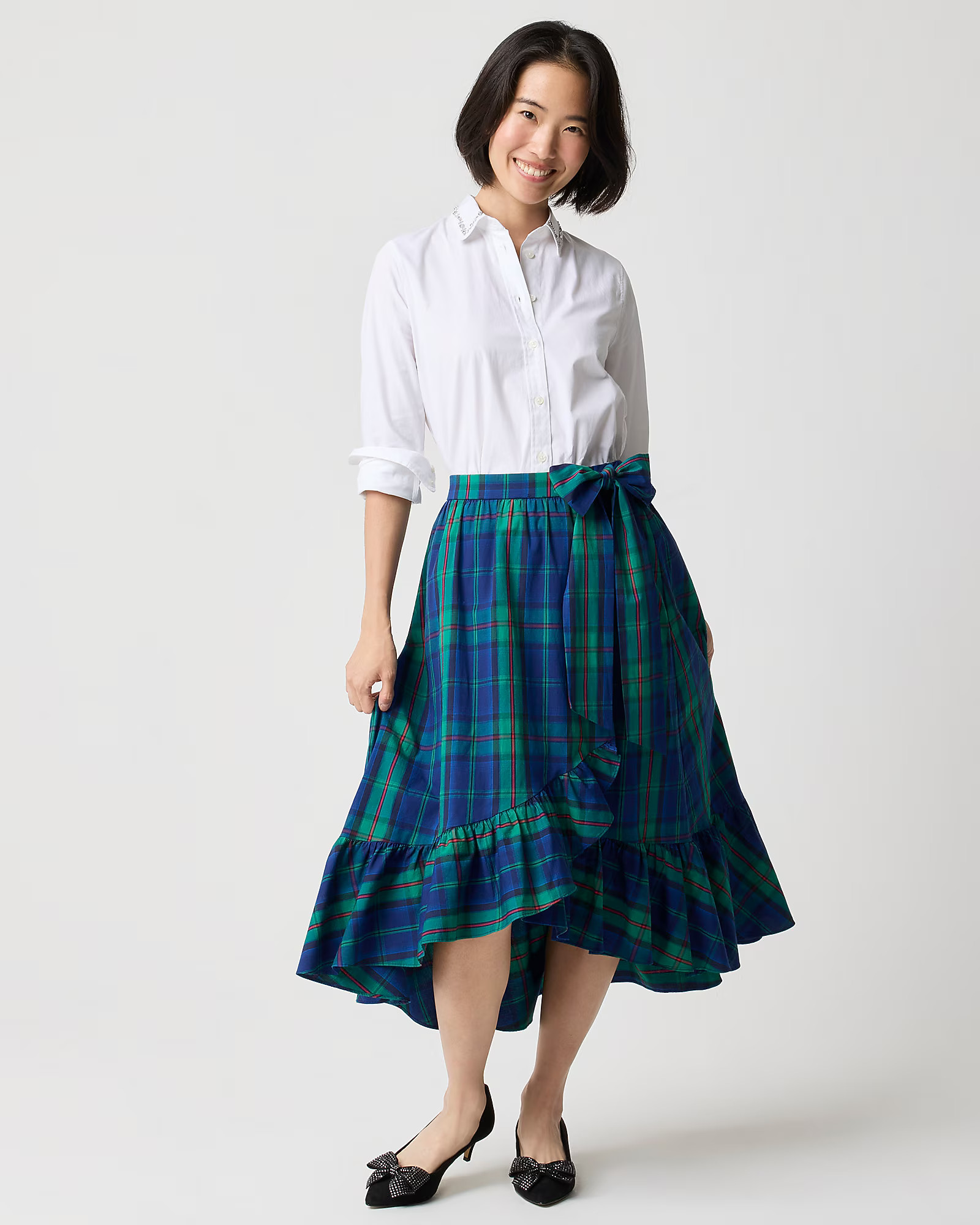 Tartan wrap midi skirt | J.Crew Factory