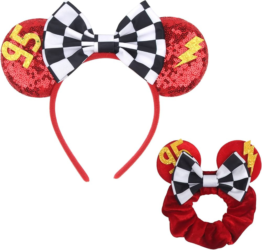 Cars Ears Headband, Minni Ears Scrunchies, Sparkle Mouse Ears Headwear, Classic Red Sequin Minn E... | Amazon (US)