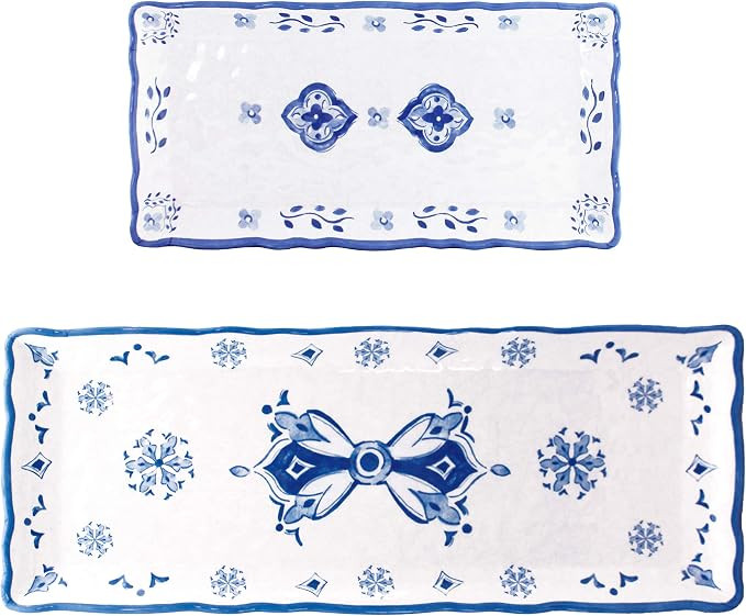 Le Cadeaux Melamine 10 x 5 inch Biscuit Tray and 15 x 6 inch Baguette Tray Serving Set, Moroccan ... | Amazon (US)